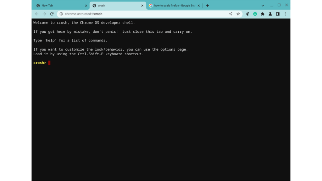 Shell Pengembang Chrome OS Crosh