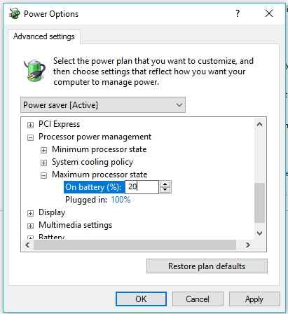 maksimalkan baterai windows 10 4 2
