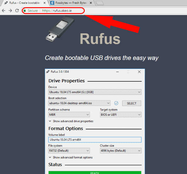 Situs web resmi Rufus