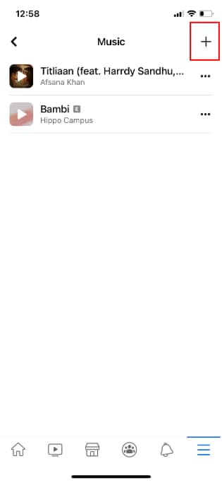 tambahkan profil facebook musik