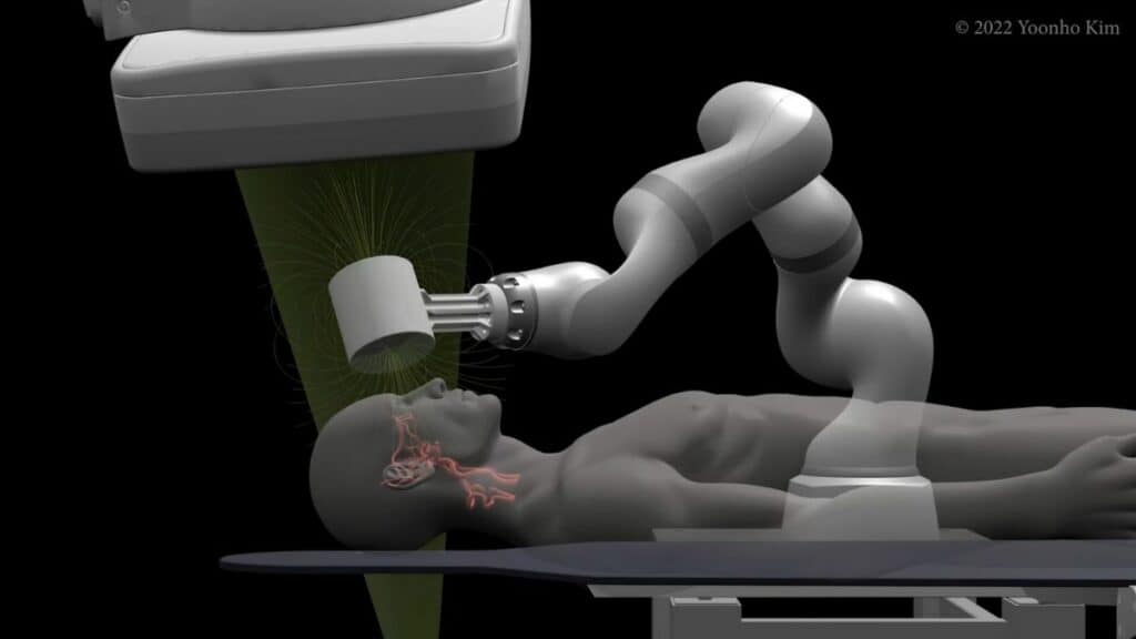 Robot yang dioperasikan dengan joystick ini dapat melakukan operasi dari jarak jauh