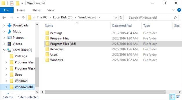 file windows.old