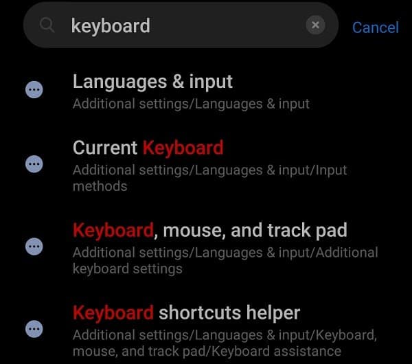 pencarian pengaturan android