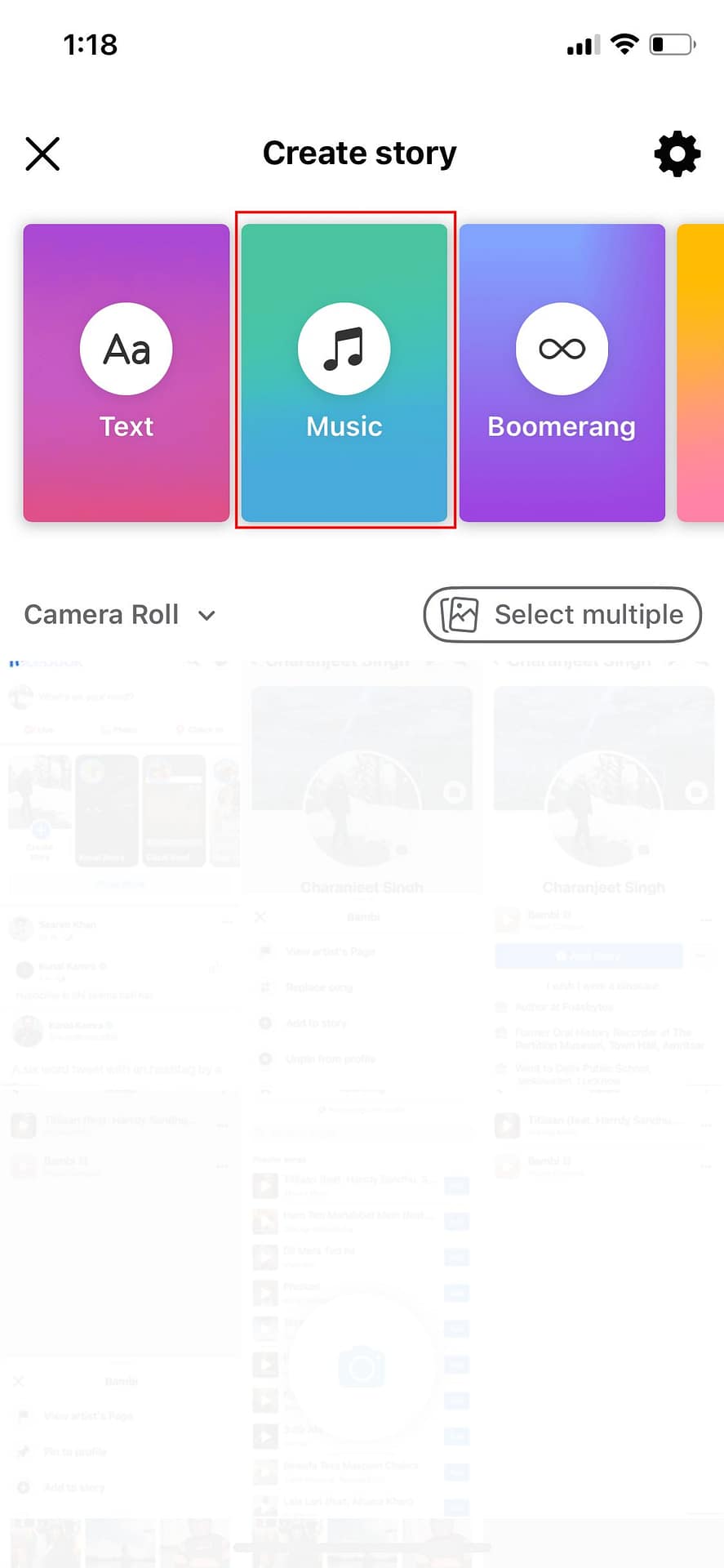 buat cerita musik facebook