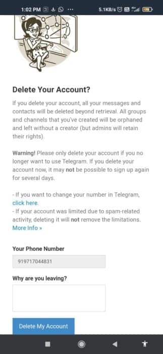 cara menghapus telegram