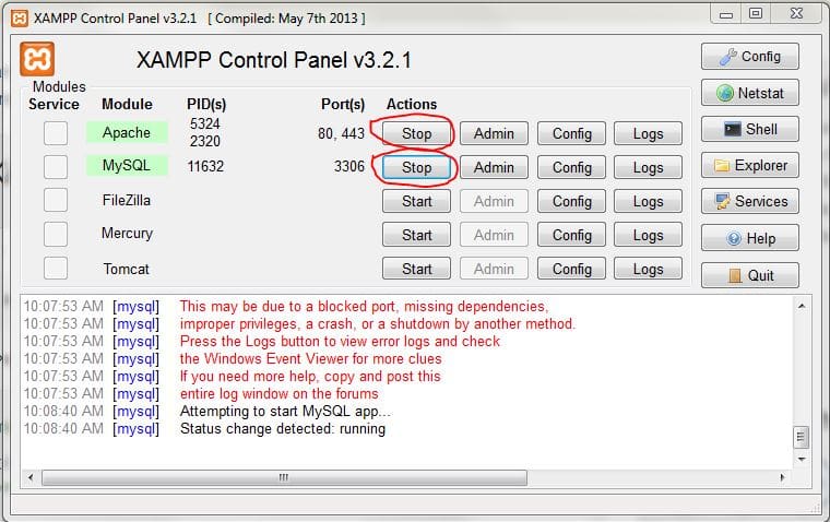 Panel Kontrol XAMPP